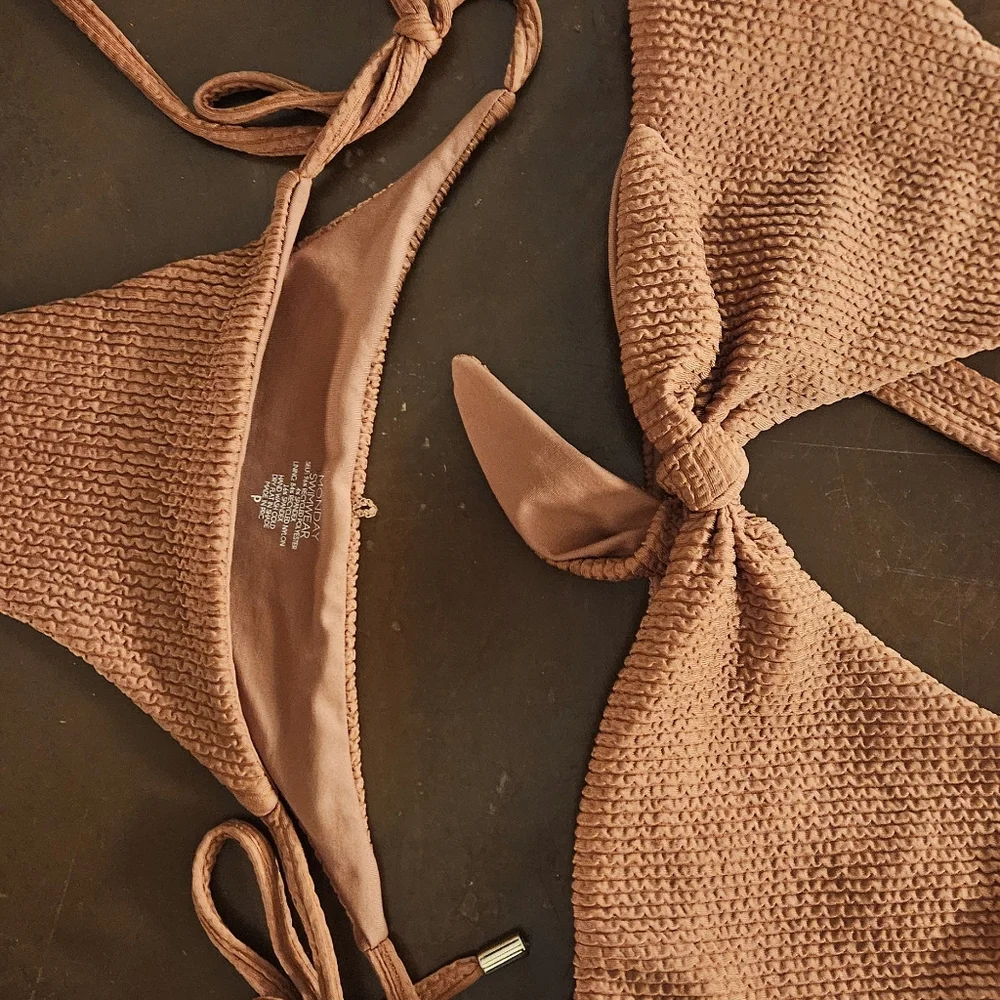 Nwot SET Monday swimwear ribbed cocoa brown s Portugal top + Palma bottom xs